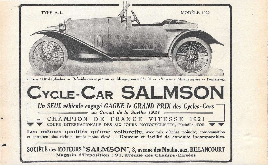 Cycle-Car Salmson - Advertising 1920