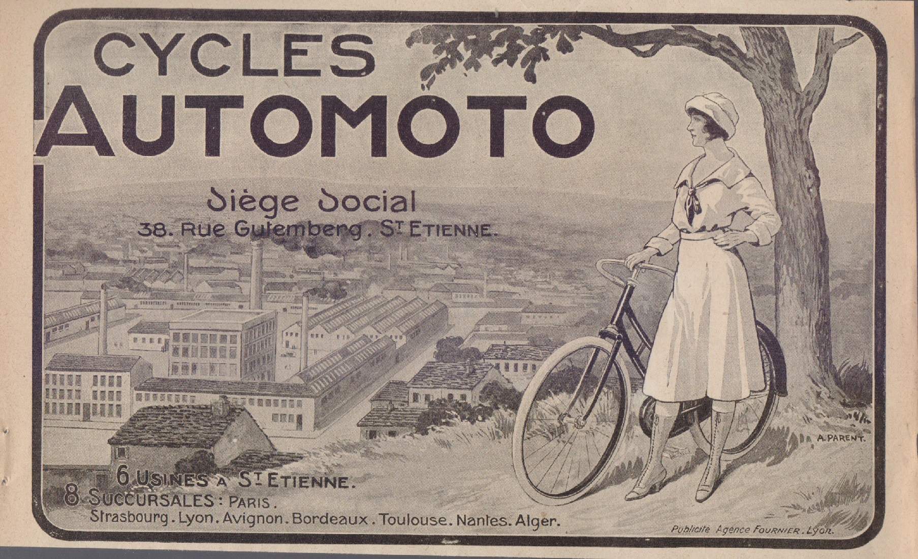 Cycles Automoto. St. Etienne. Advertising 1920