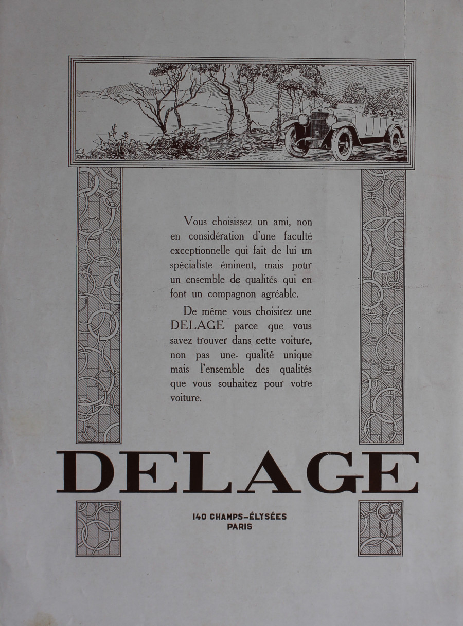 Delage, Paris. Advertising 1926