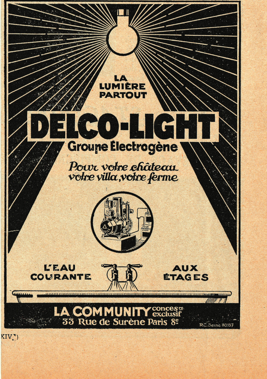 Delco-Light Groupe electrogene. Advertising 1926
