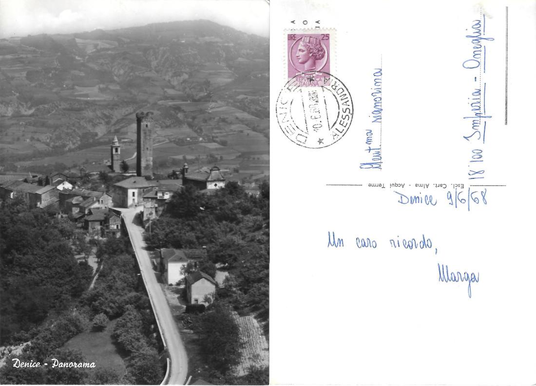 Denice (AL). Panorama. Viaggiata 1968