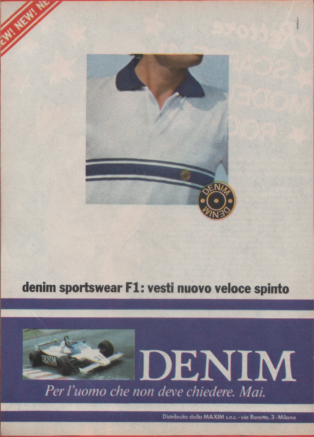 Denim sportwear F1. Advertising 1981