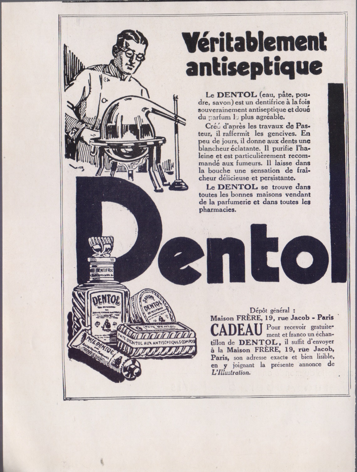 Dentol. Veritablement antiseptique. Advertising 1931