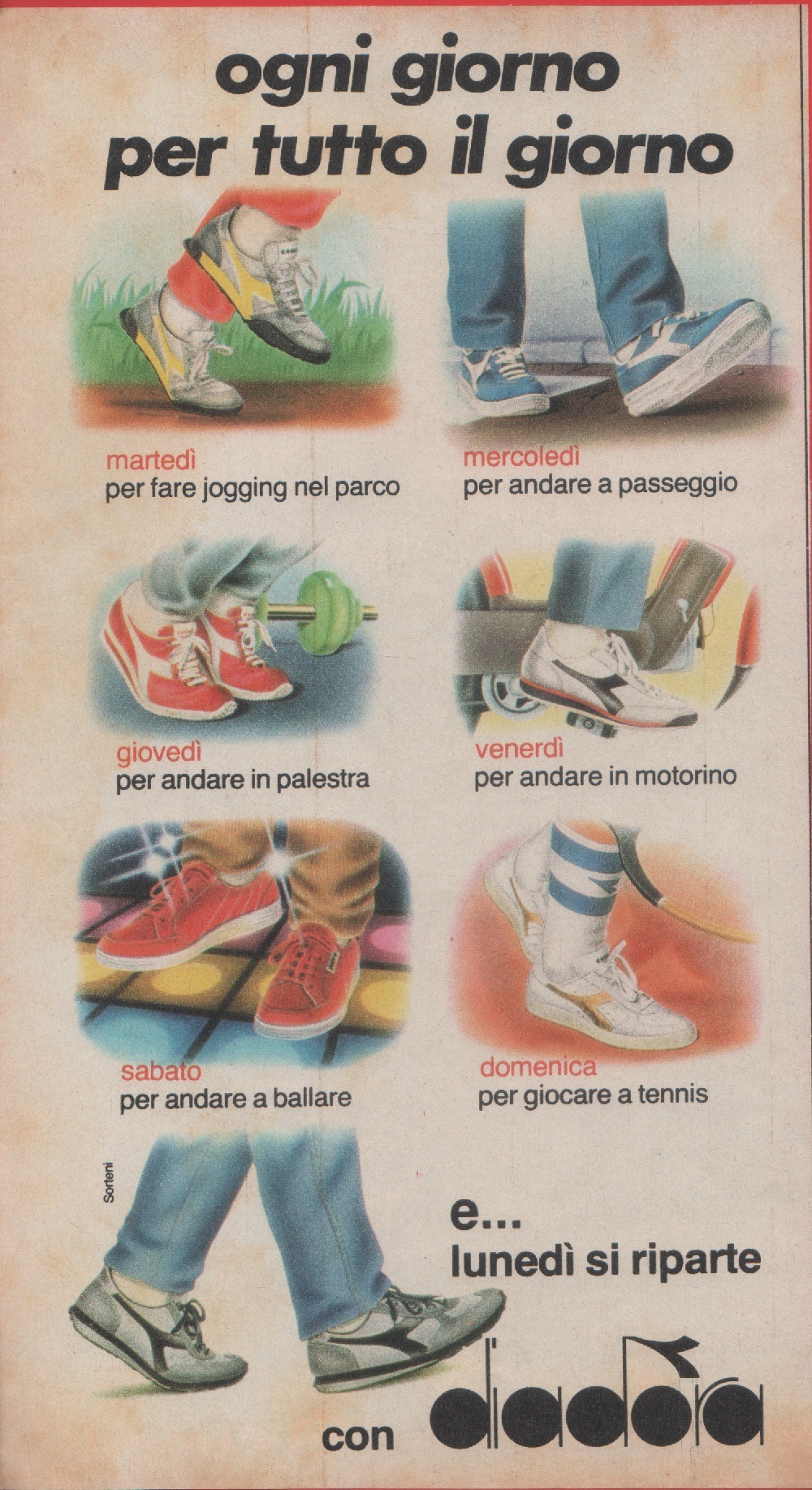 Diadora. Ogni giorno per tutto il giorno. Advertising 1981