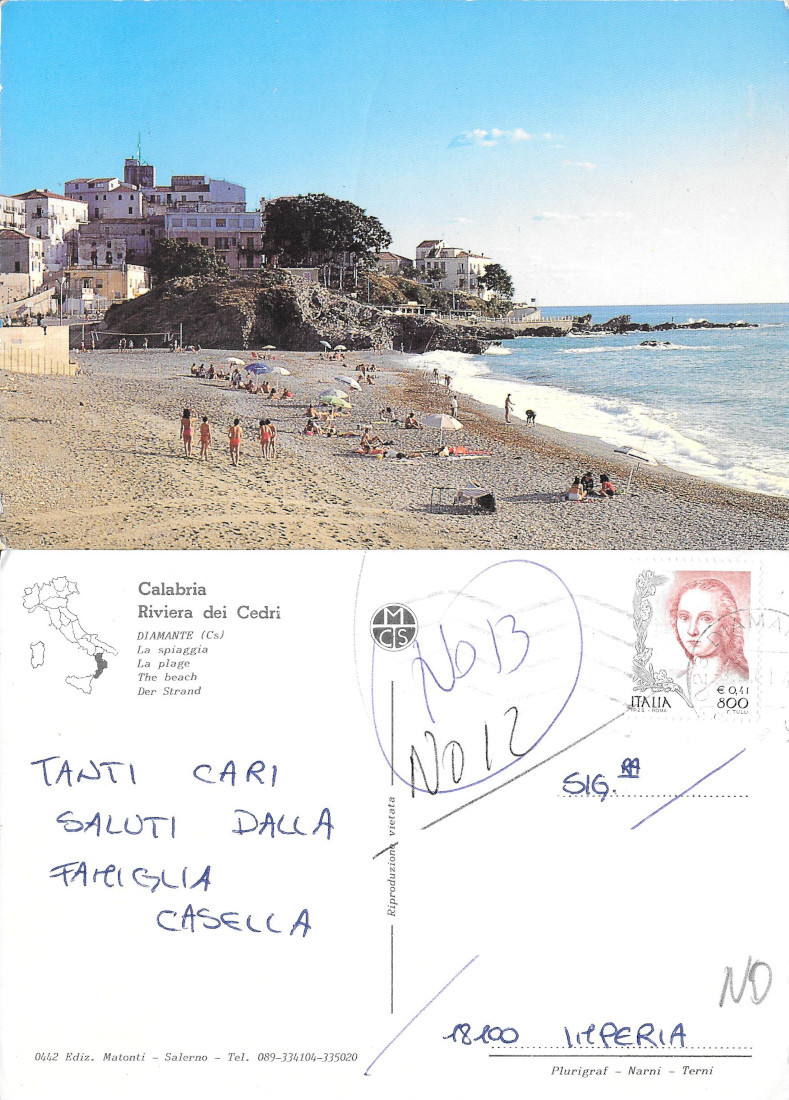 Diamante (CS). Riviera dei cedri. La Spiaggia. Viaggiata