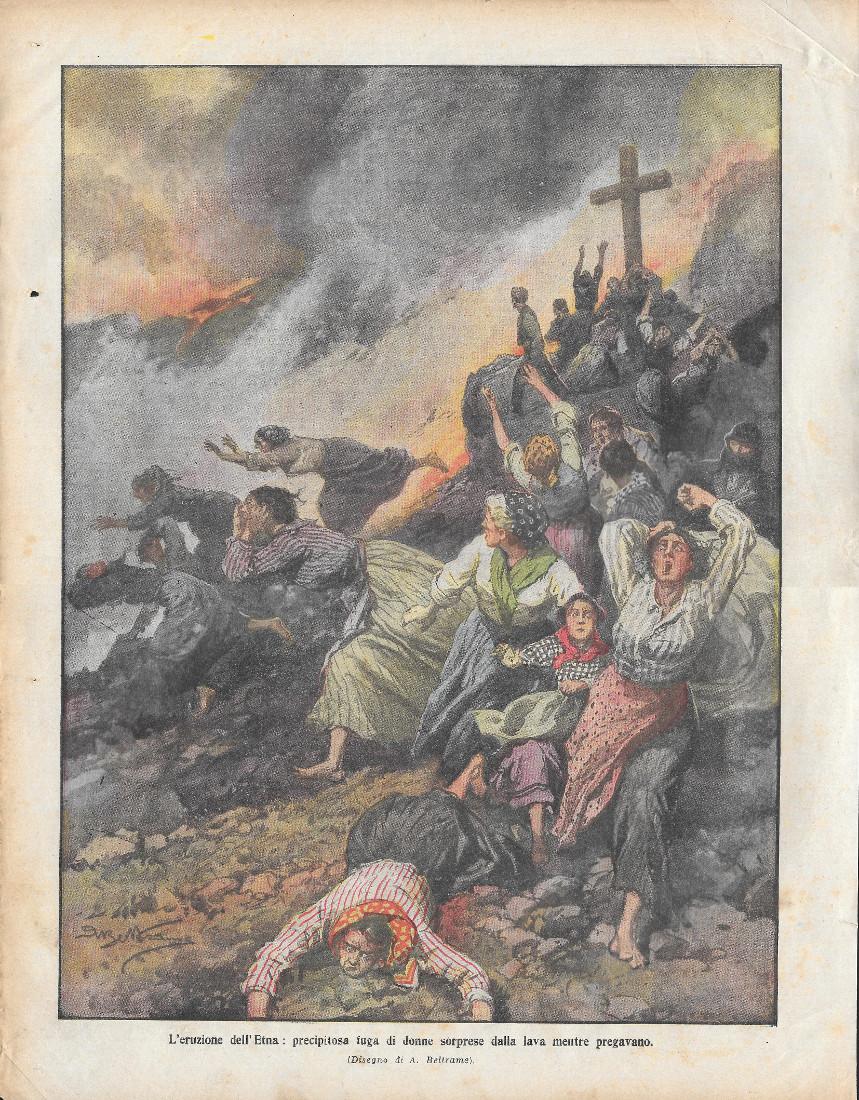 Domenica del Corriere 1/9/1911. L'eruzione dell'Etna. Beltrame