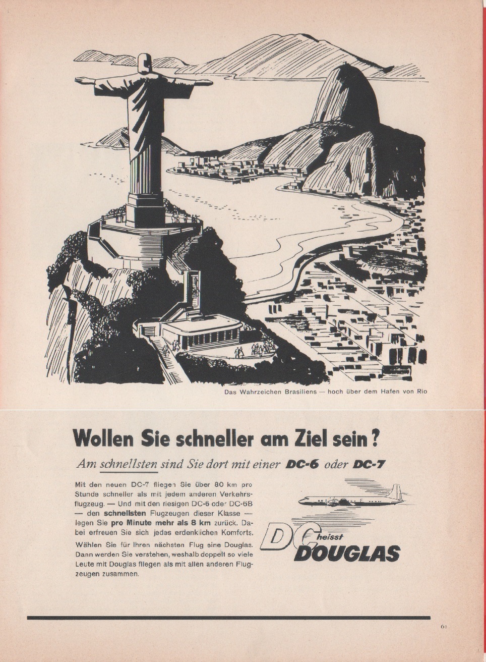 Douglas DC-6 oder DC-7. Advertising 1956
