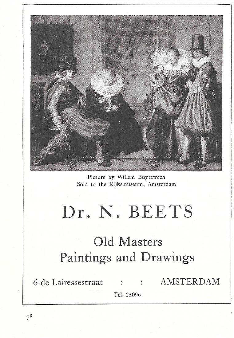 Dr. N. Beets, Amsterdam. Old masters, Paintings and Drawings. Pubblicita …