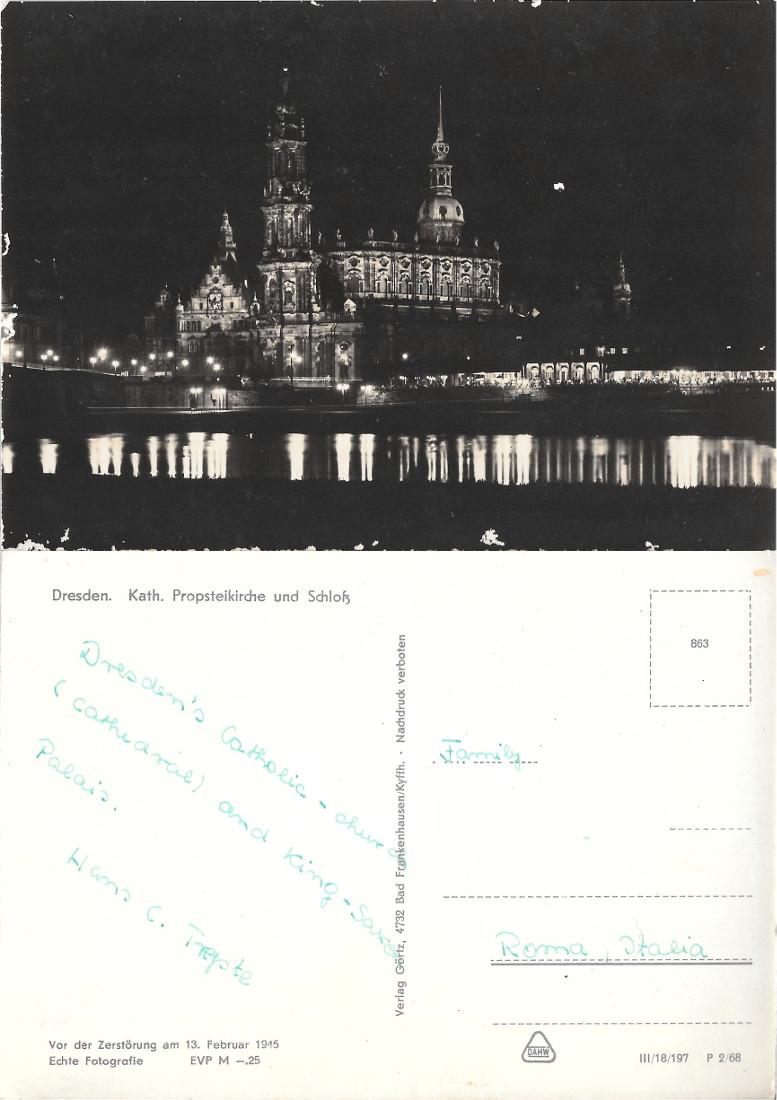 Dresden. Katholische Propsteikirche und Schloss. Non viaggiata