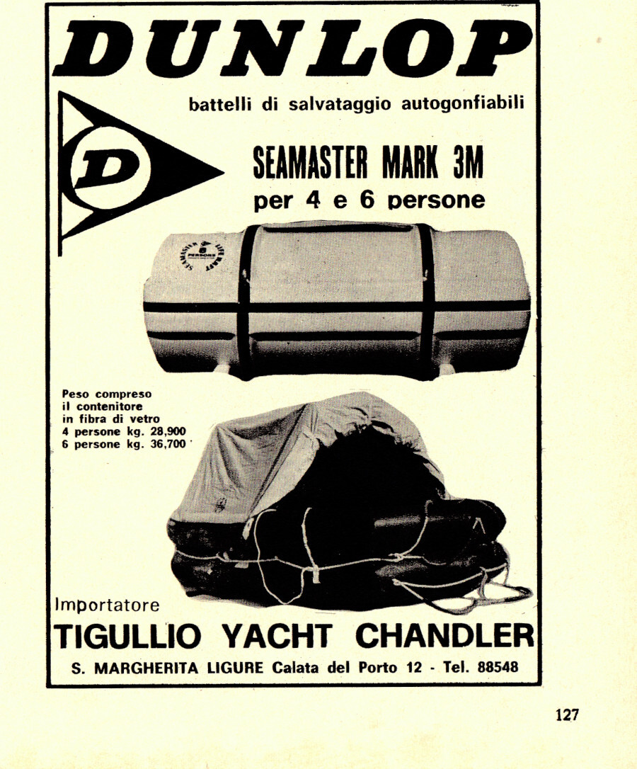 Dunlop Seamaster Mark 3M. Battelli di salvataggio autogonfiabili Advertising 1974