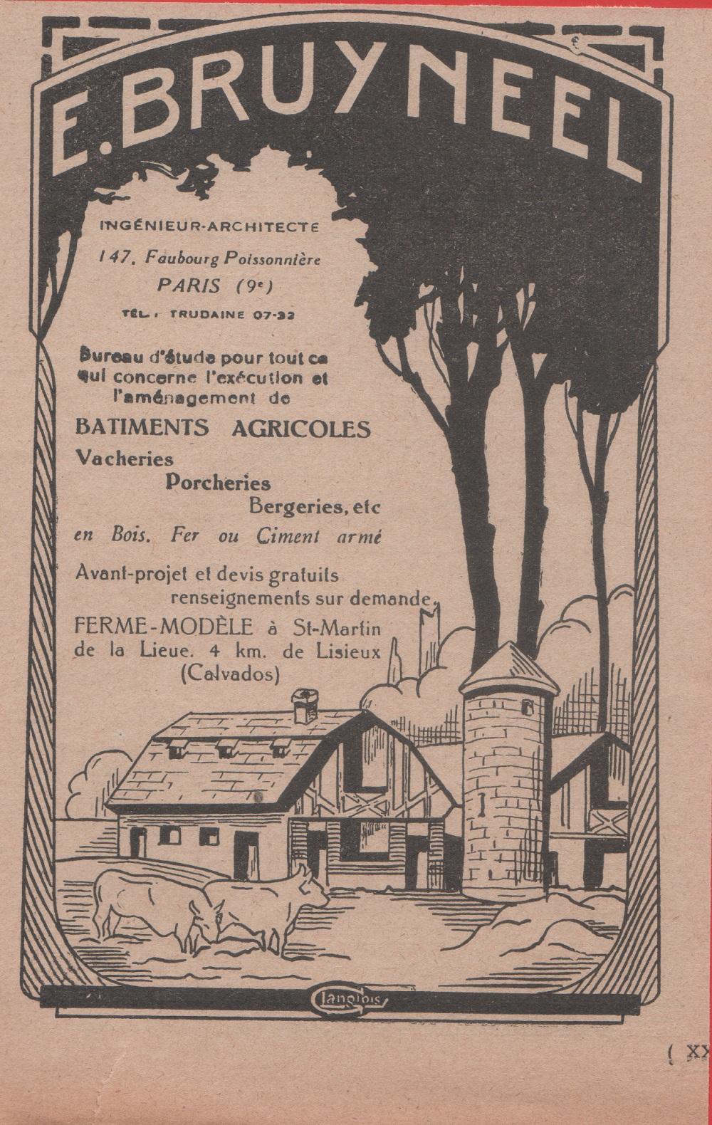E. Bruyneel. Ingenieur-Architecte. Advertising 1926