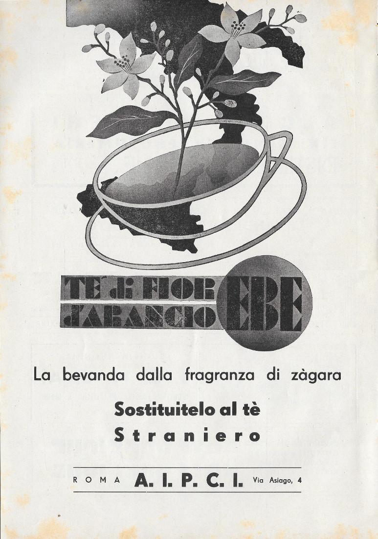 EBE, Té di Fior d'Arancio. Advertising 1939