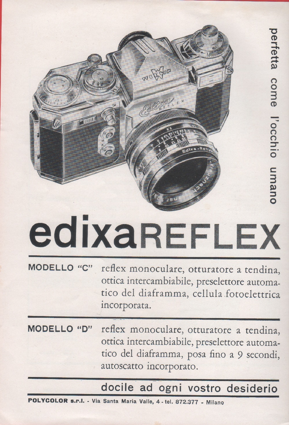 Edixareflex. Advertising 1959
