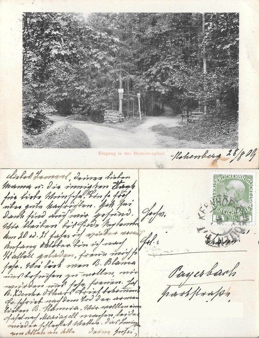 Eingang in das Hinterbergthal. Viaggiata 1909