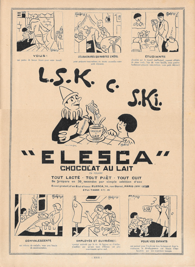 Elesca. Chocolat au lait - Advertising 1928