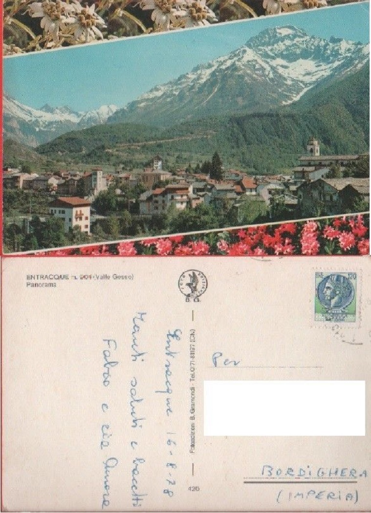 Entraque Panorama (CN). Viaggiata 1978