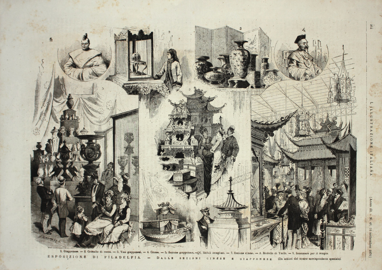 Esposizione di Filadelfia. Dalle sezioni cinese e giapponese. Stampa 1876