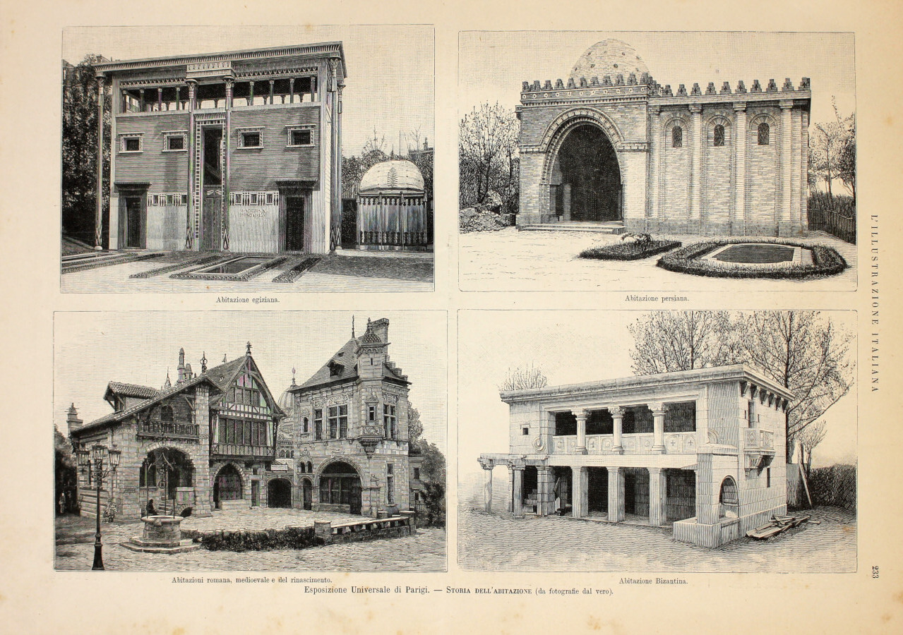Esposizione di Parigi. Abitazione egizia, persiana, romana medievale, bizantina. Stampa …