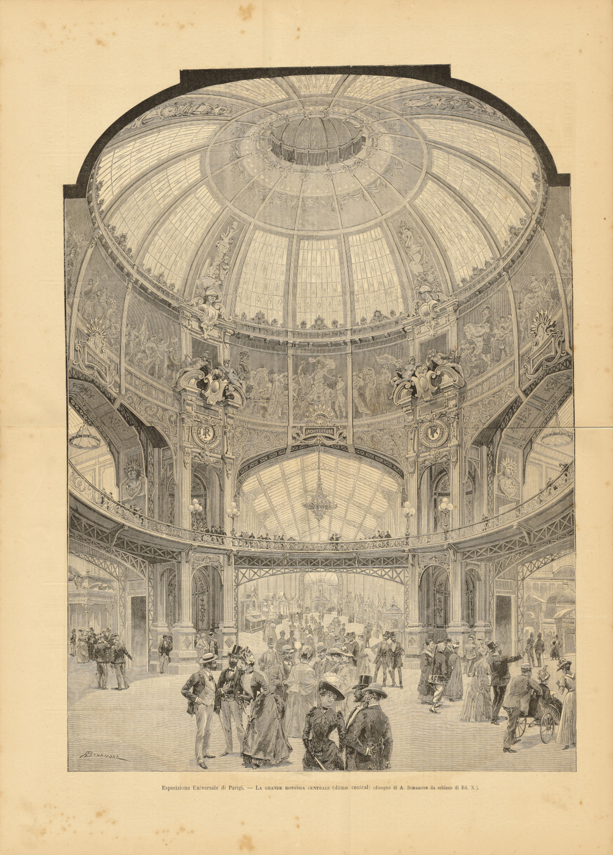 Esposizione Universale di Parigi. La grande rotonda centrale. Stampa 1889