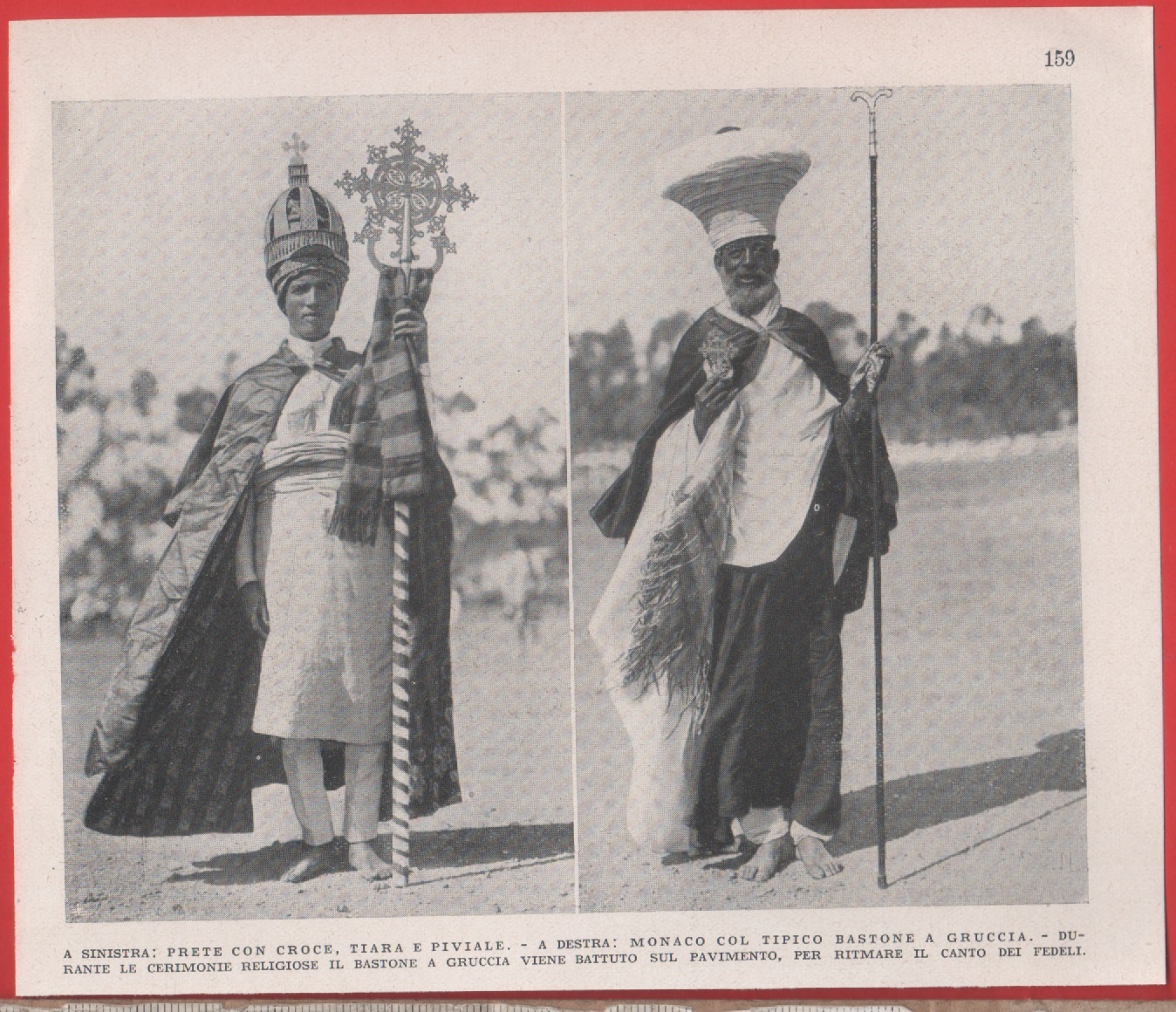 Etiopia: Prete con croce, Monaco col tipico bastone. Immagine 1937