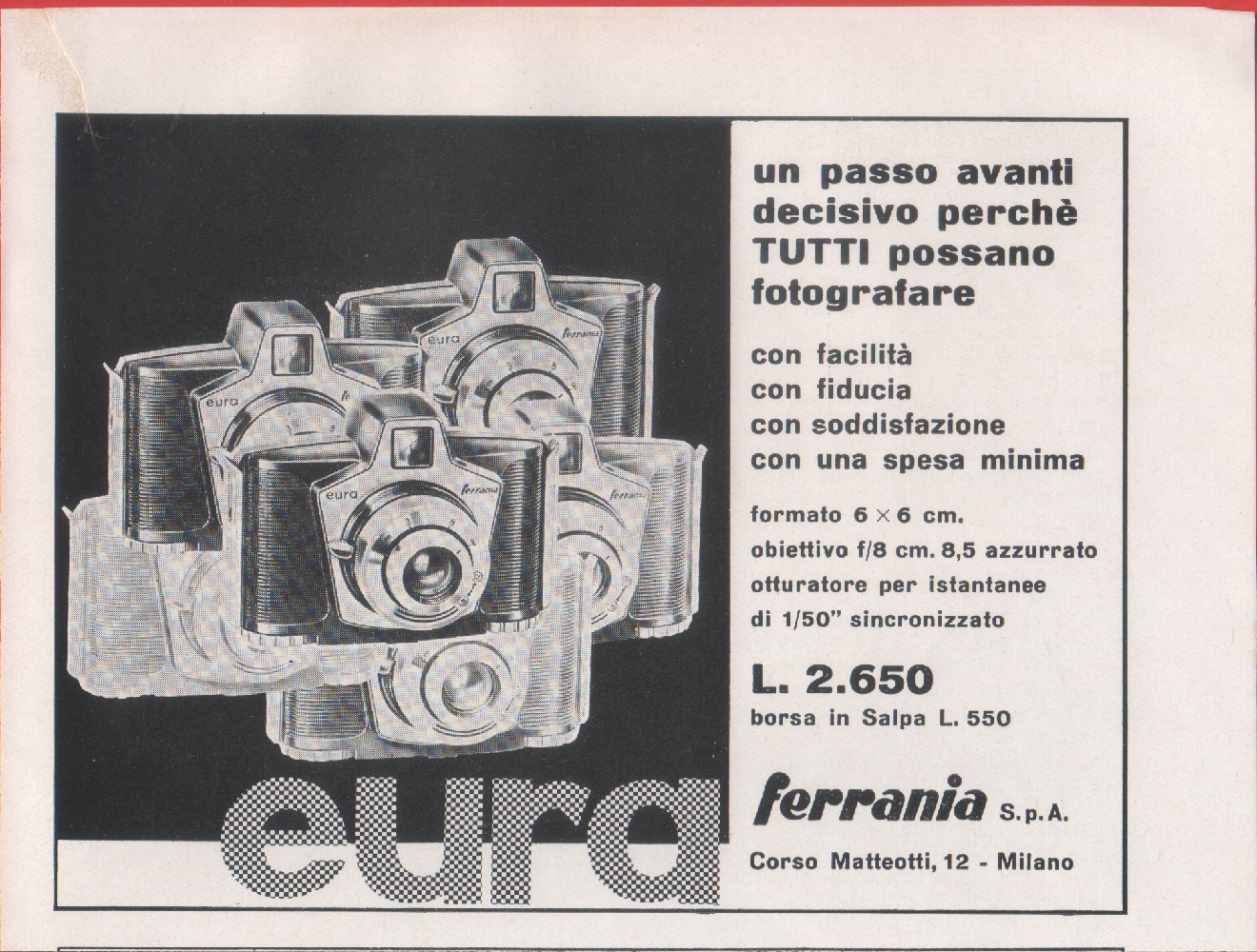 Eura Ferrania. Advertising 1959