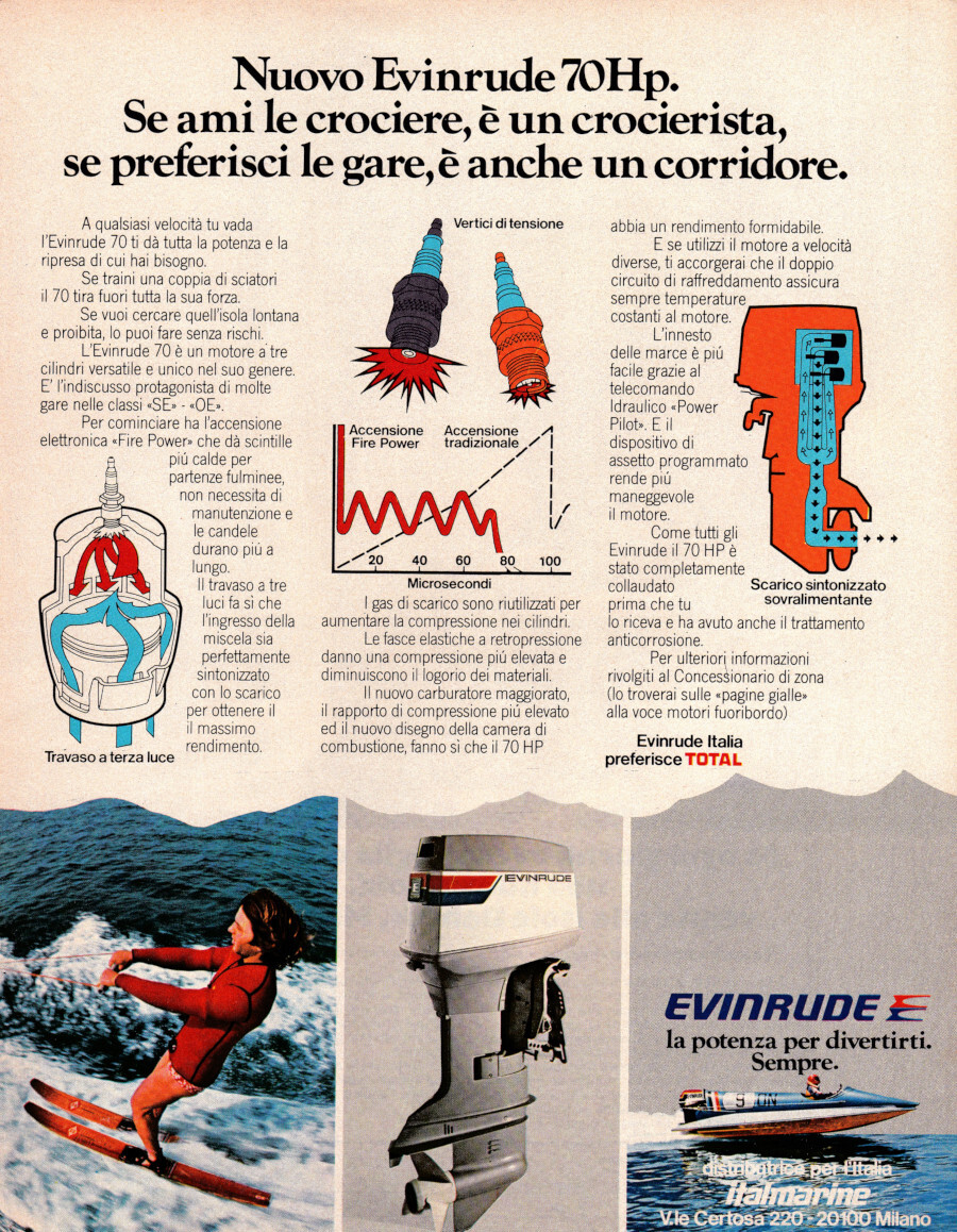 Evinrude, la potenza per divertirvi. Sempre/Ethiopian Aerlines. Advertising 1974