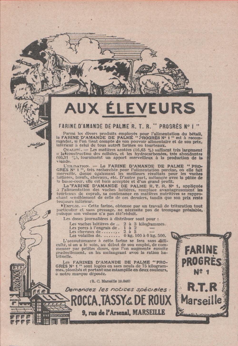 Farine progres n.1. Rocca, Tassy &amp; De Roux. Marseille. Advertising …