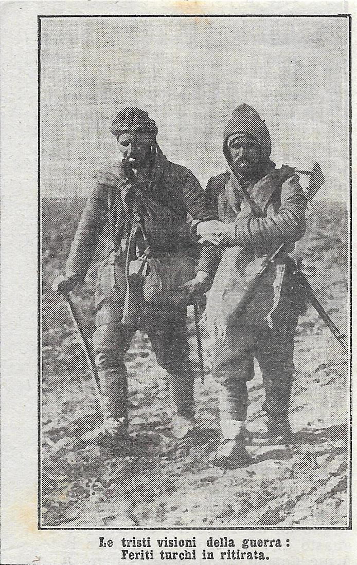 Feriti turchi in ritirata. Stampa 1912