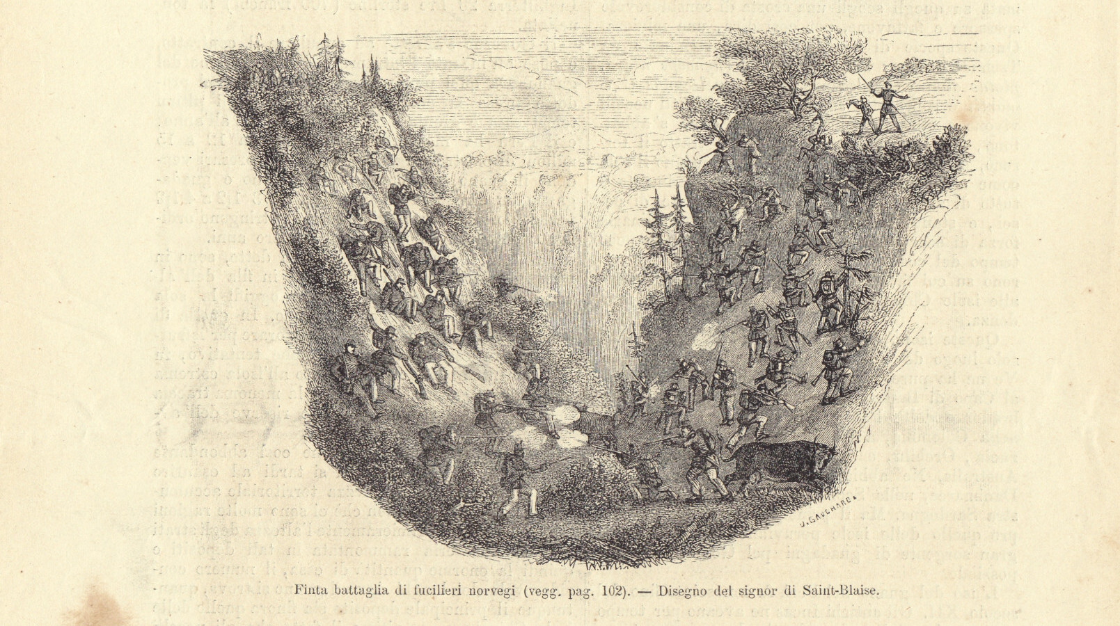 Finta battaglia di fucilieri norvegi. Illustrazione 1864