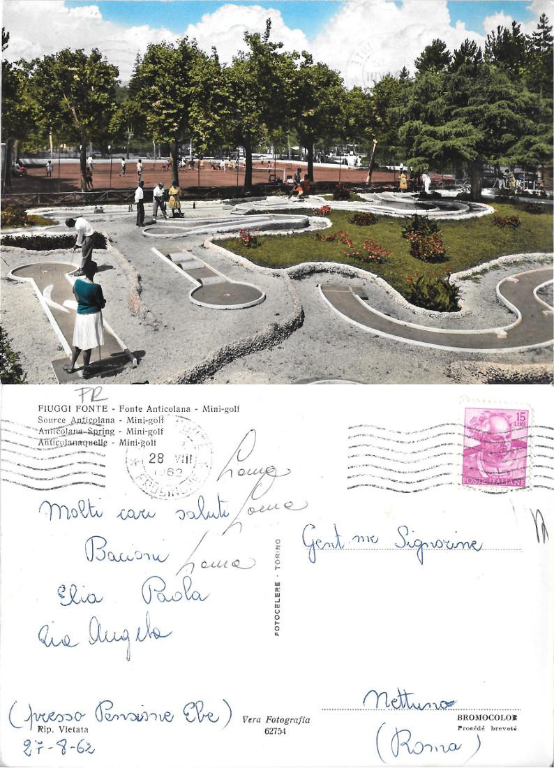 Fiuggi Fonte. Fonte Anticolana, Mini-golf. Viaggiata 1962