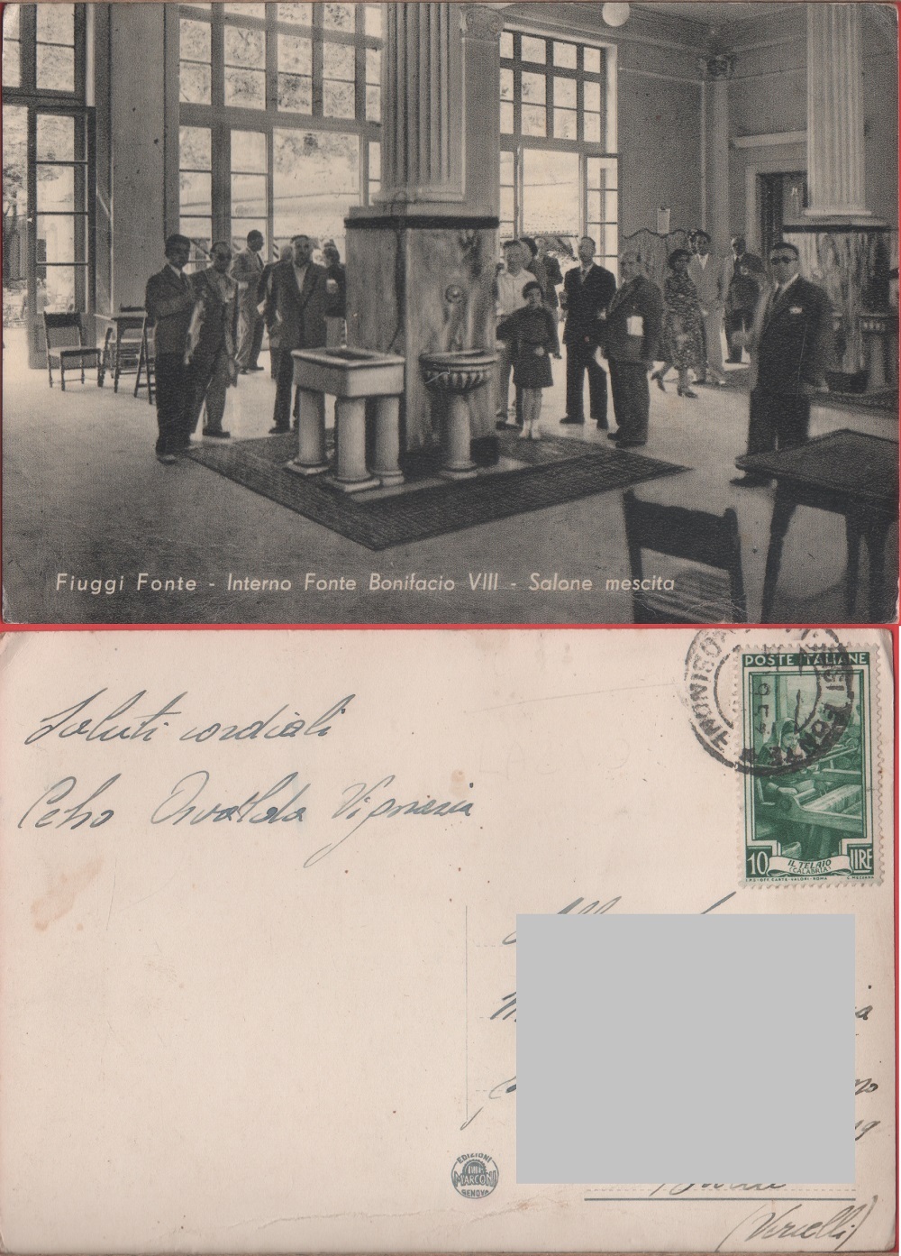 Fiuggi Fonte. Interno Fonte Bonifacio VIII. Sala mescita. Viaggiata 1957