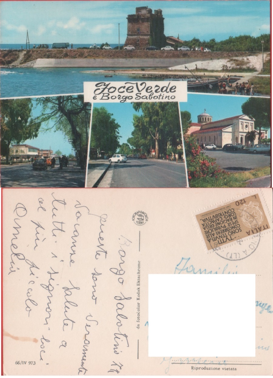 Foce Verde e Borgo Sabotino (LT). Viaggiata 1977