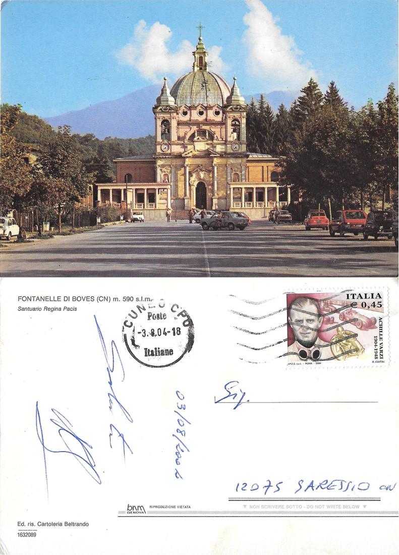 Fontanelle di Boves. Santuario Regina Pacis. Viaggiata 2004