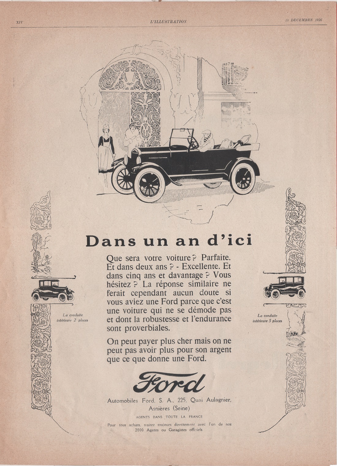 Ford, dans un an d'ici. Advertising 1926