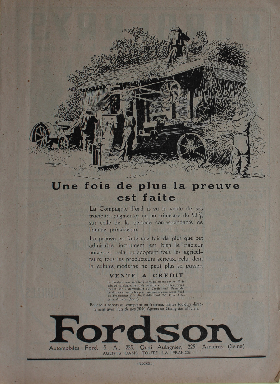 Fordson. Une fois de plus la preuve est faite. Advertising …