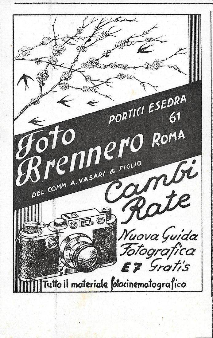 Foto Brennero Roma. Advertising 1941