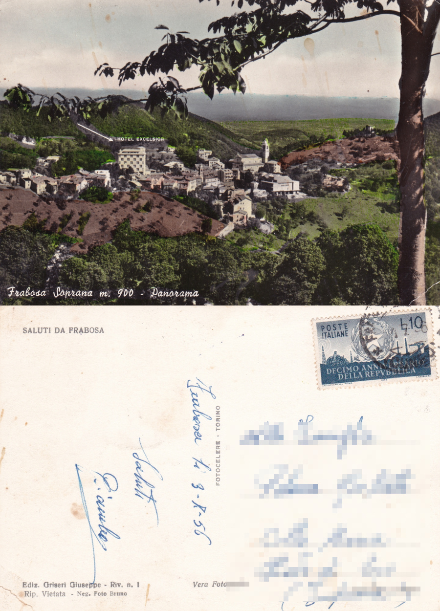 Frabosa Soprana. Panorama. Viaggiata 1956
