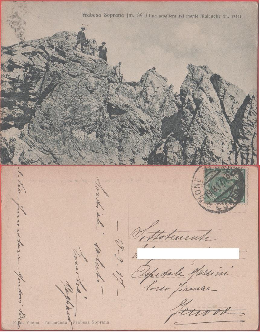 Frabosa soprana. Una scogliera sul monte Malanotte. Viaggiata 1917. Animata