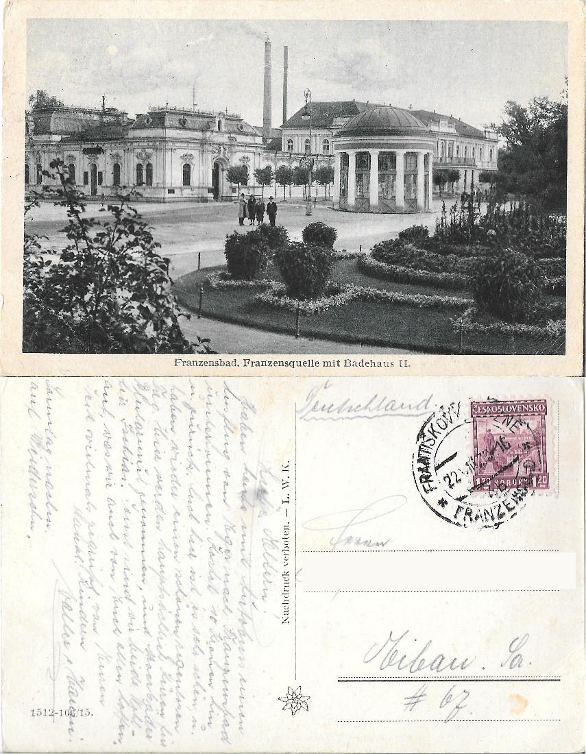 Franzensbad. Franzensquelle mit Badehaus II. Viaggiata 1930