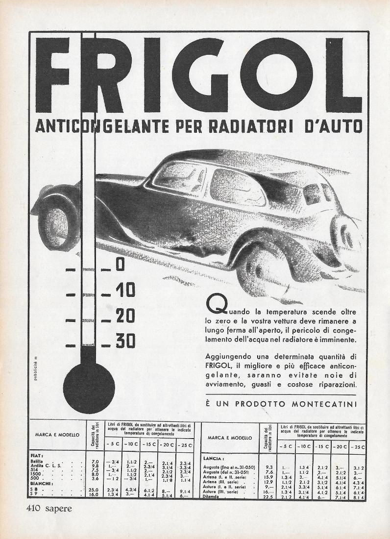 Frigol. Anticongelante per radiatori/ Il Linoleum nella casa moderna. Advertising …