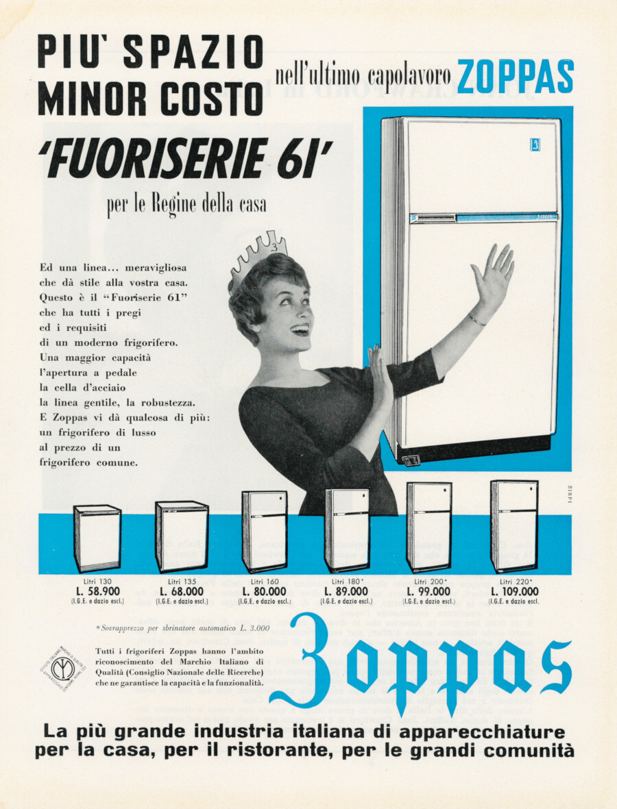Frigoriferi Zoppas. Advertising 1962