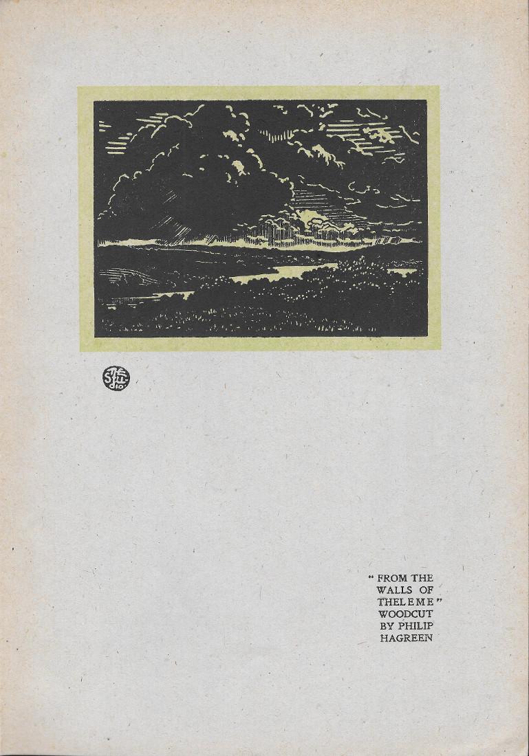 From the Walls of Theleme, woodcut by Philip Hagreen. Stampa …