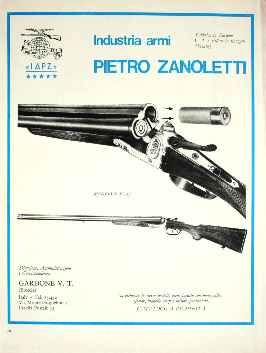Fucile mod. FLAJ, IAPZ Industria Armi Pietro Zanoletti. Advertising 1969