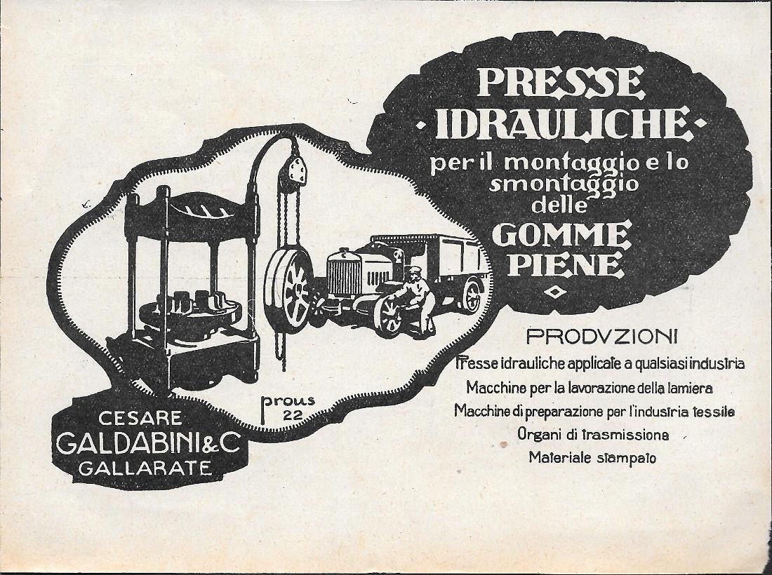 Gabaldini. Presse Idrauliche per il montaggio delle Gomme Piene. Advertising …