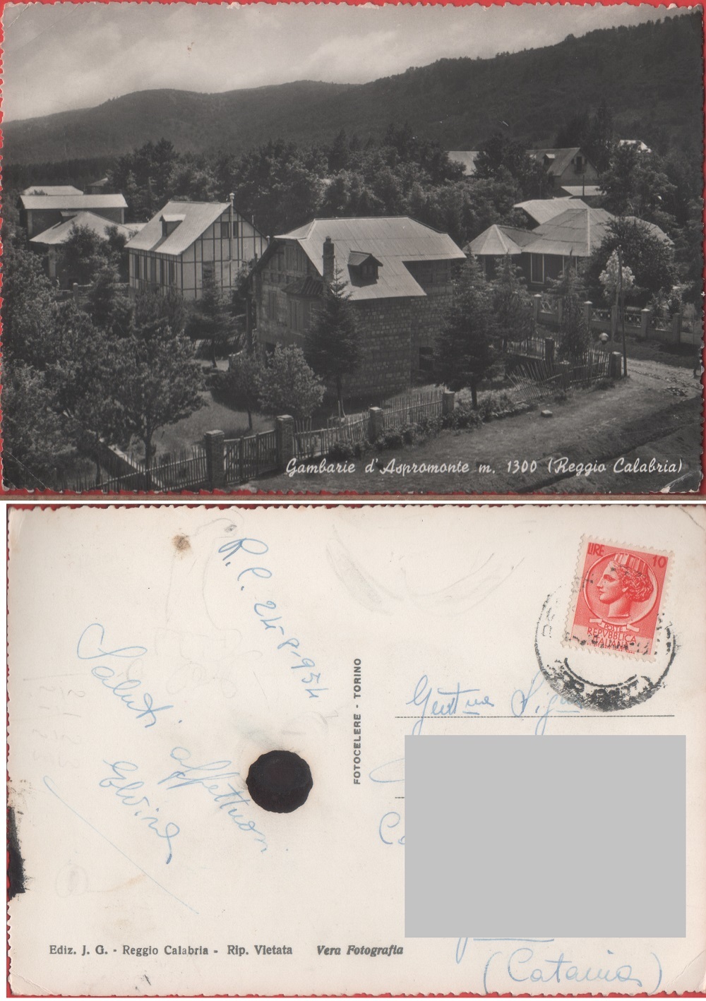 Gambarie d'Aspromonte (RC). Viaggiata 1954