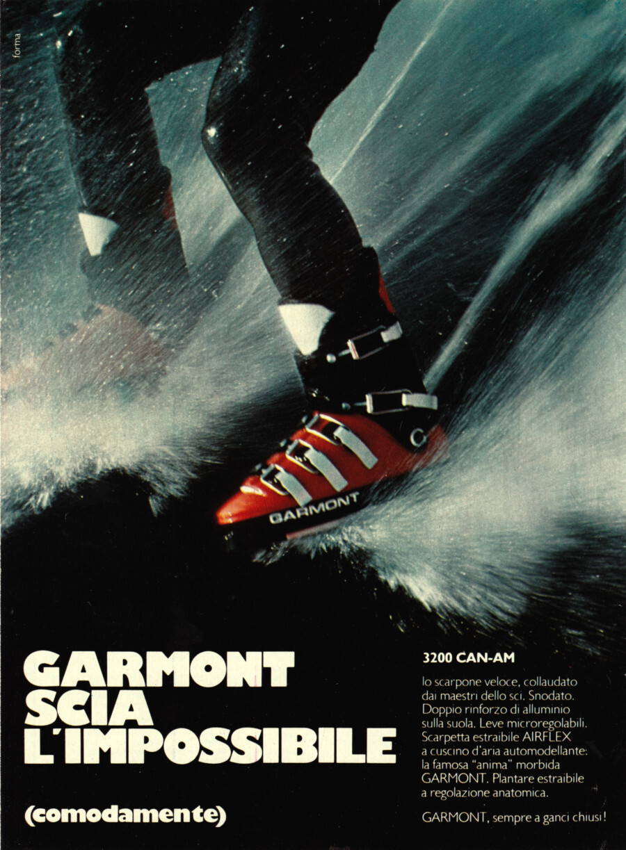 Garmont scia l'impossibile (comodamente). Advertising 1976