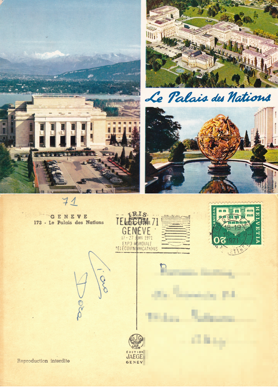 Geneve. Palais des Nations. Viaggiata 1967