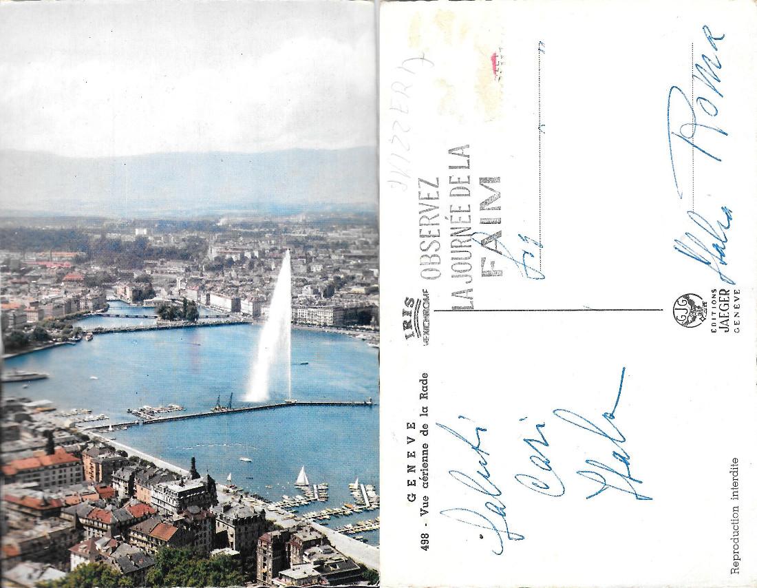 Geneve. Vue aerienne de la Rade. Viaggiata