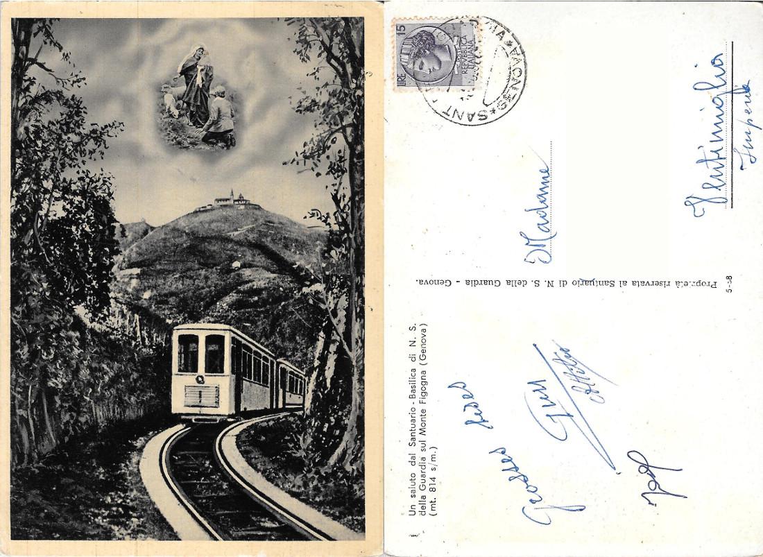 Genova. Santuario N.S. della Guardia. Guidovia. Viaggiata