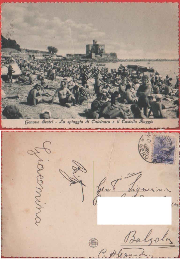 Genova Sestri. La Spiaggia di Calcinara e Il Castello Raggio. …